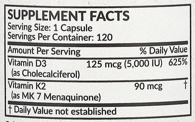 Vitamin d3k2 5,000 IU