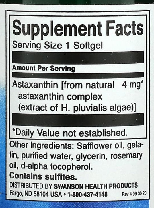Astaxanthin Swanson - The Supplements Factory