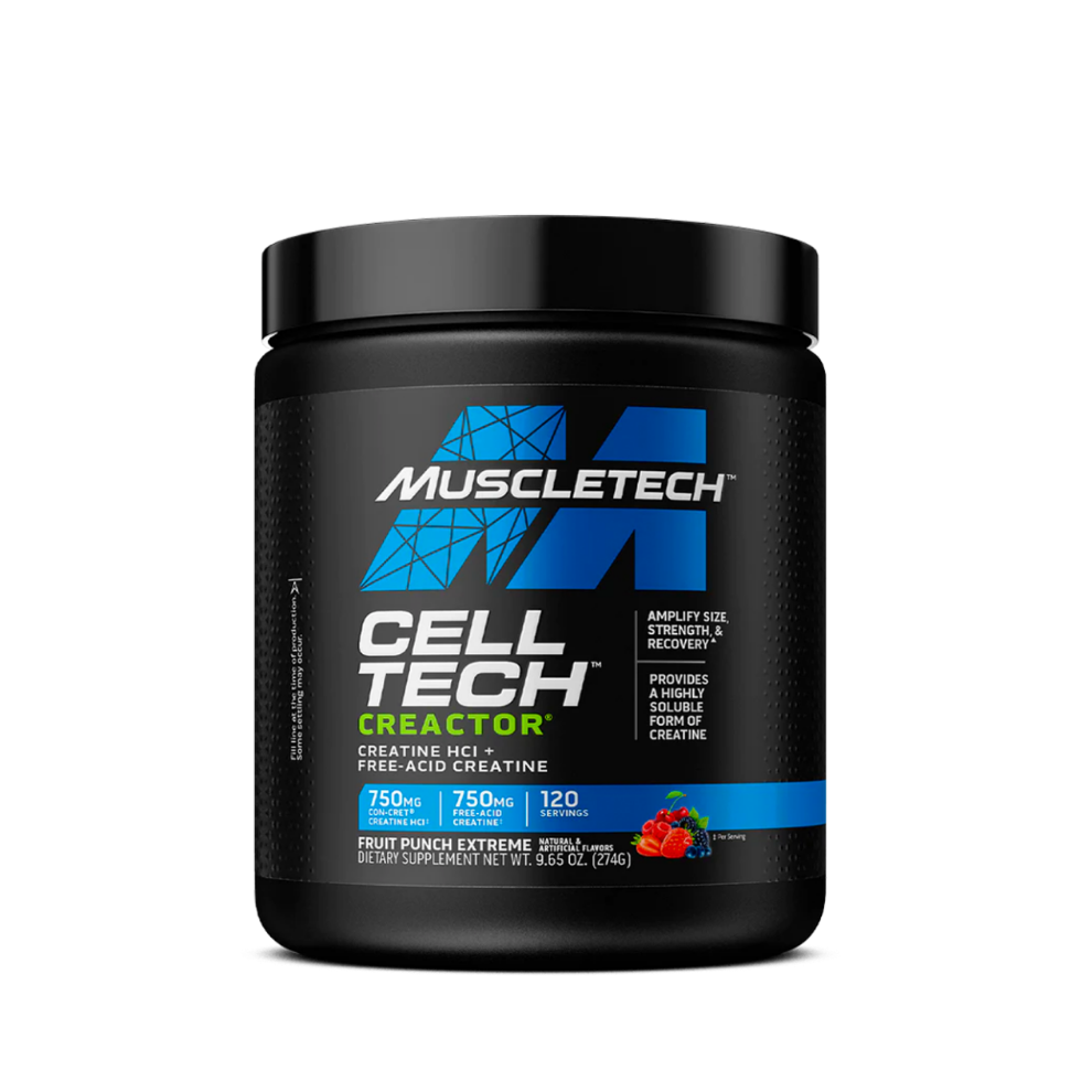 MuscleTech Cell Tech Creactor creatine supplement tub, fruit punch flavor, 120 servings
