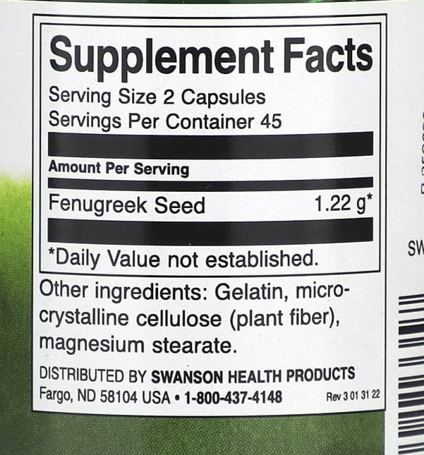 Fenugreek Swanson - The Supplements Factory