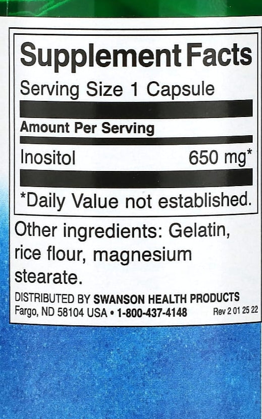 Inositol 650Mg Swanson - The Supplements Factory