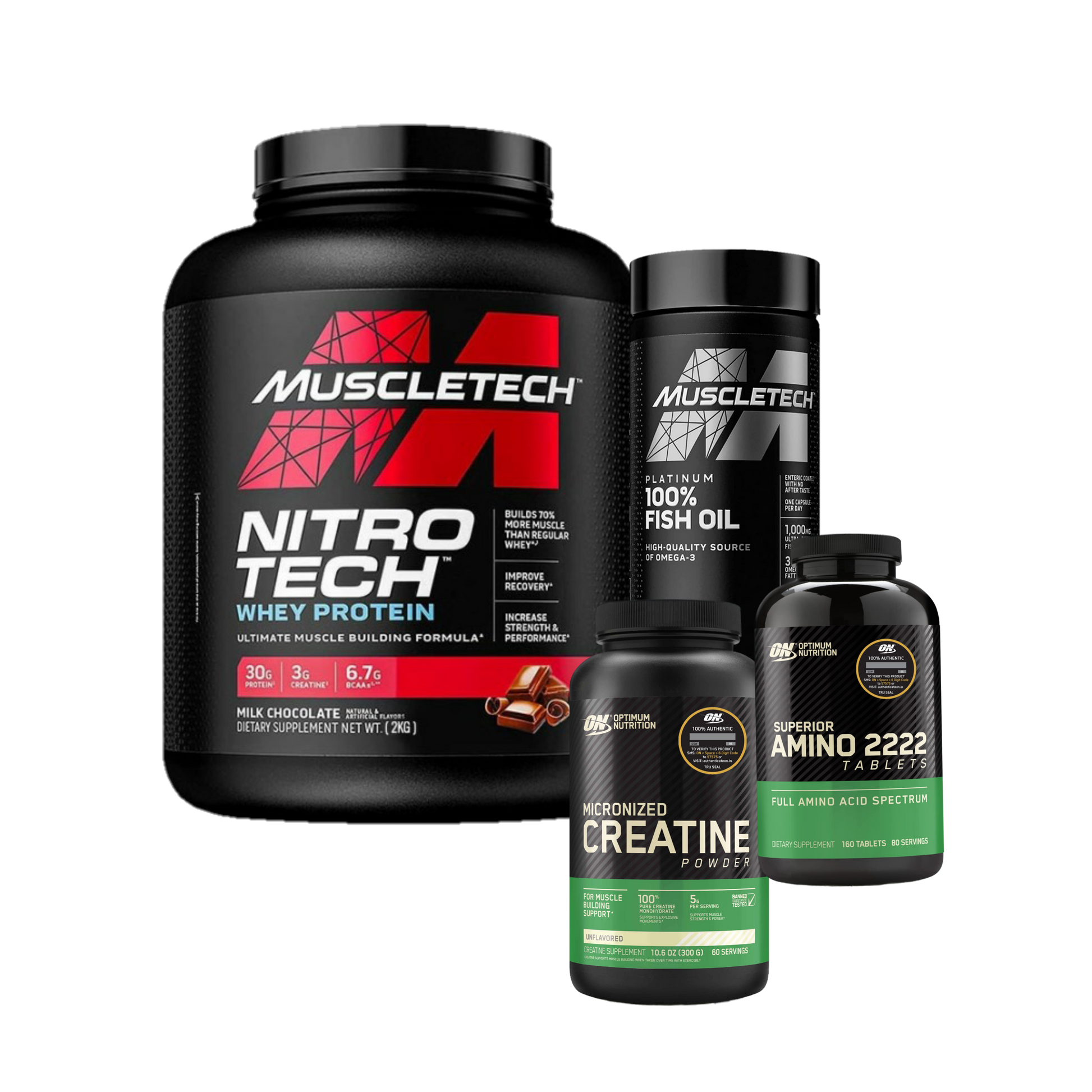 Nitrotech + Fishoil + Creatine + Amino acid - The Supplements Factory