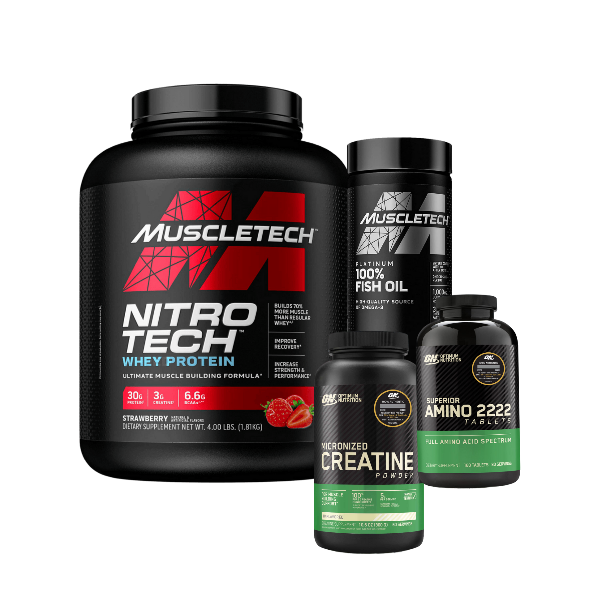 Nitrotech + Fishoil + Creatine + Amino acid - The Supplements Factory