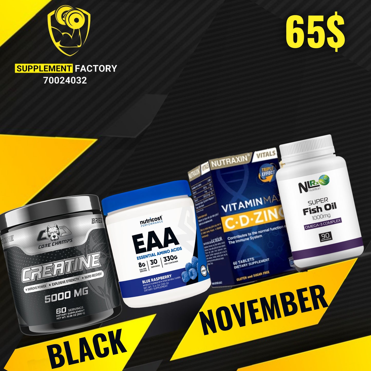 Creatine + Eaa + vitamincdzinc + fishoil