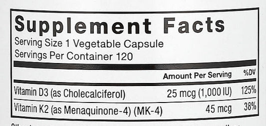 Vitamin D3K2 1,000 IU force factor
