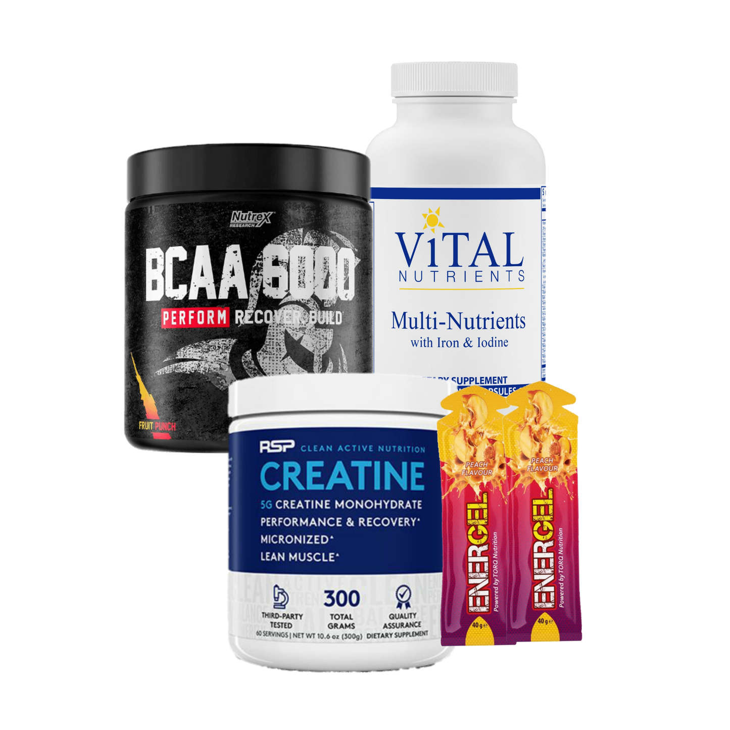 Rsp Creatine + Multi vitamins + Bcaa + 2 Energy Gels - The Supplements Factory