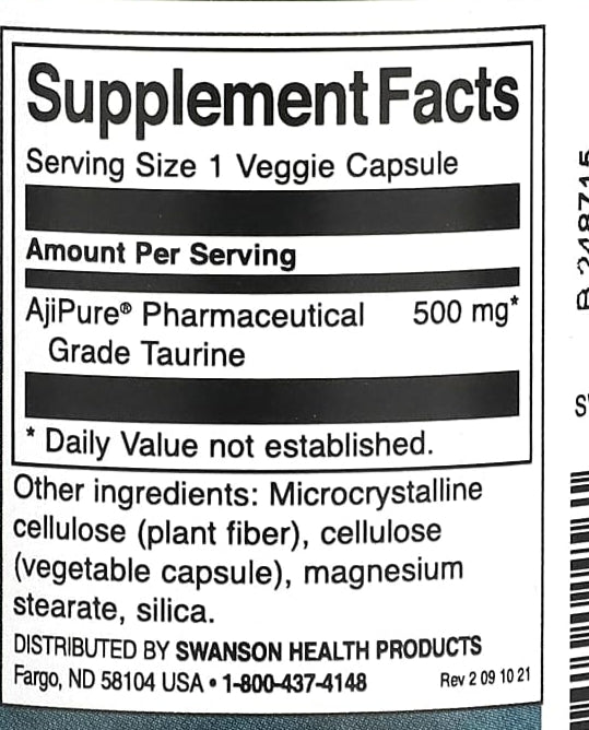 Taurine Swanson - The Supplements Factory
