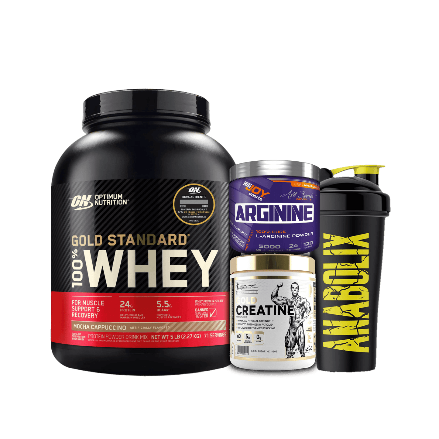 Gold standard 5Lbs + Creatine Gold + Arginine + Shaker - The Supplements Factory