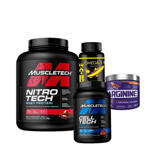 Nitrotech + Celltech + Arginine + Omega 3 - The Supplements Factory