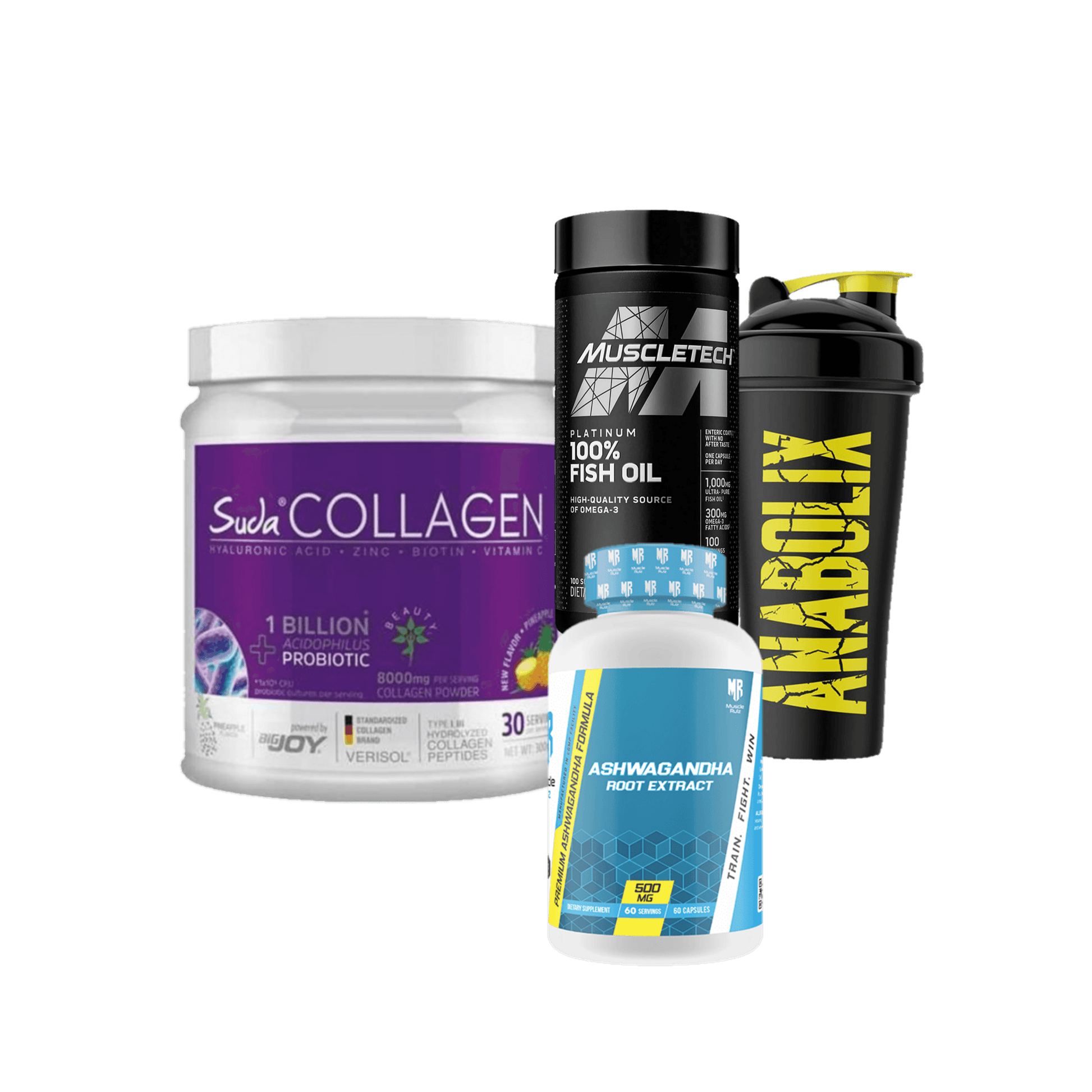 Collagen + Fishoil + Ashagandha + shaker - The Supplements Factory