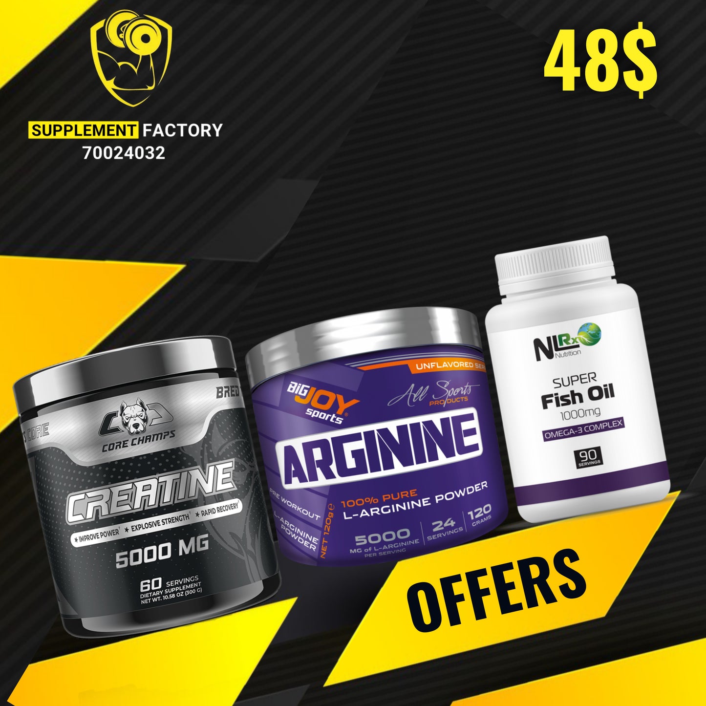 Creatine + Arginine + Fishoil - The Supplements Factory