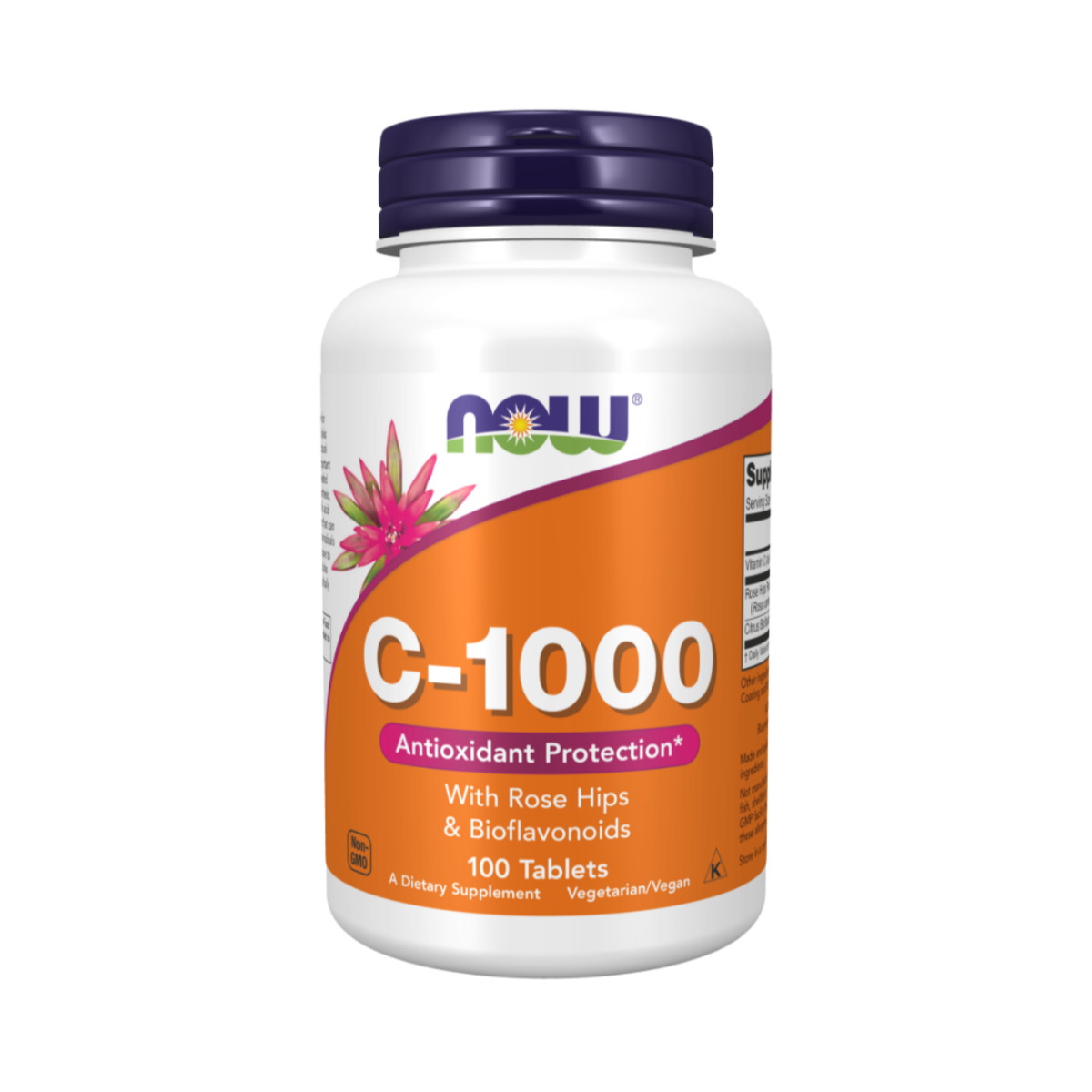 NOW C-1000 vitamin supplement bottle with rose hips, 100 tablets, at The Supplements Factory Lebanon
