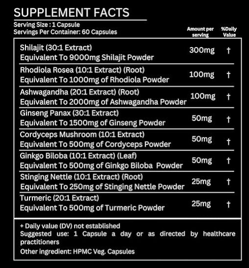 Shilajit Rhodiola Ashwagandha