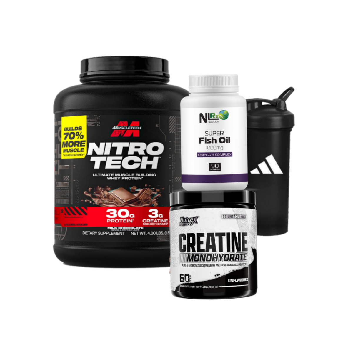 Nitrotech + Creatine + MultiVitamins + Shaker