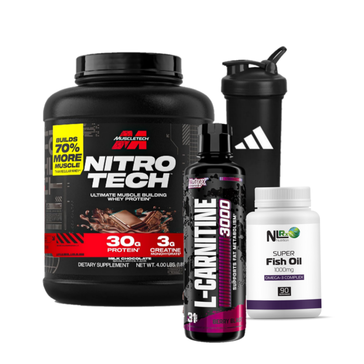 l carnitine whey protein Nitrotech + L carnitine + Fishoil + Shaker – The Supplements Factory
