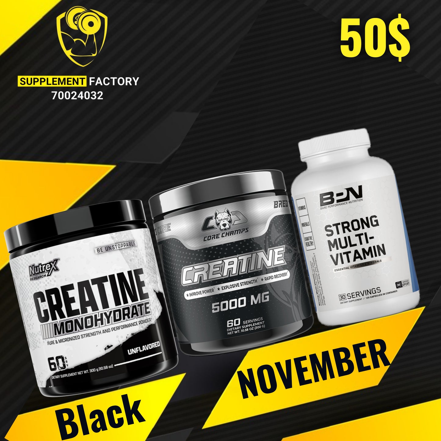 Creatine Nutrex + Creatine Core champs + Multivitamins
