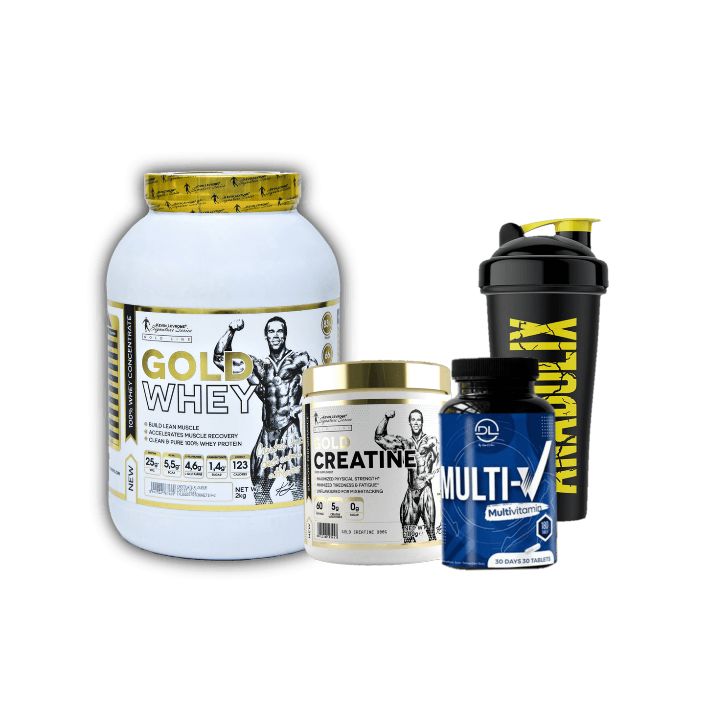 Gold Whey + Gold Creatine + Multi V + Shaker - The Supplements Factory