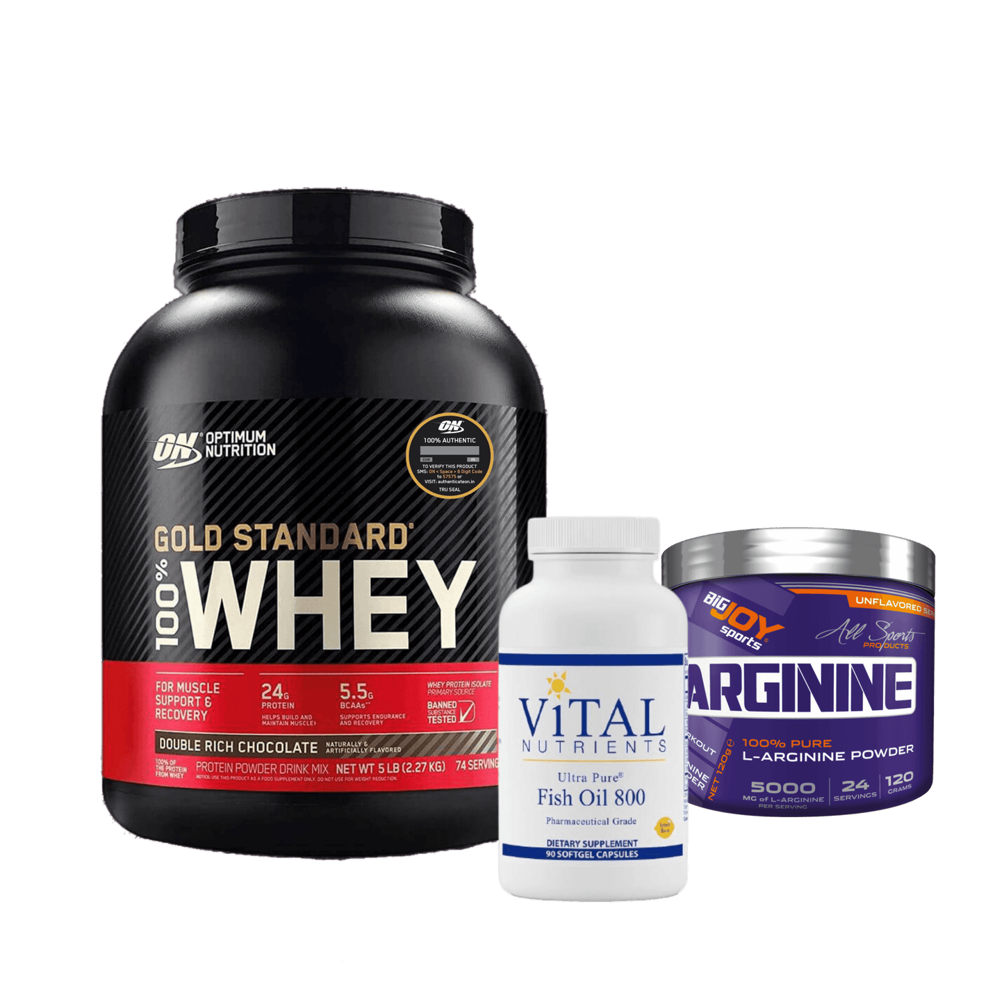 Gold Whey 5lbs + Vital Fishoil 90 Capsules + Multi Vitamins - The Supplements Factory