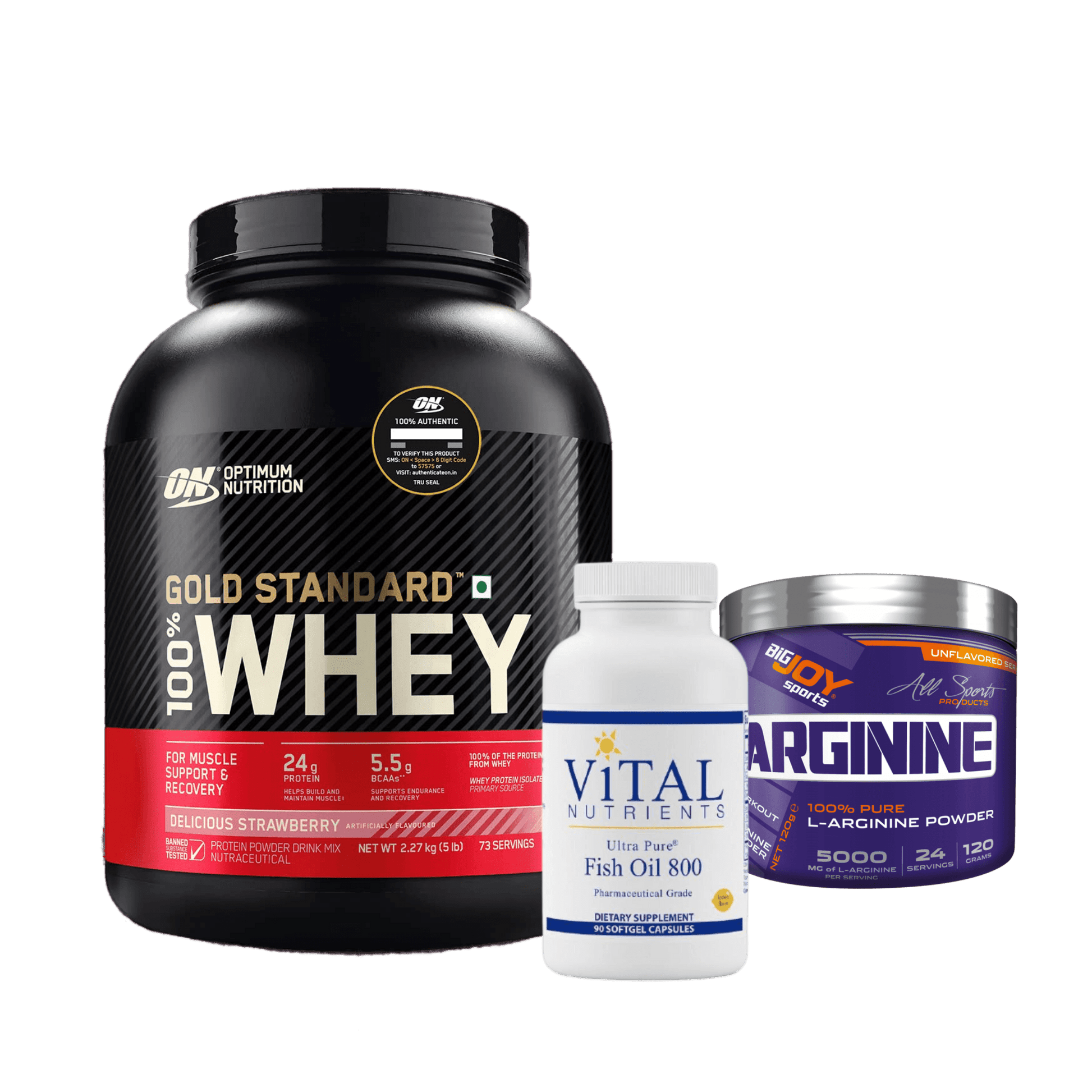 Gold Whey 5lbs + Vital Fishoil 90 Capsules + Multi Vitamins - The Supplements Factory