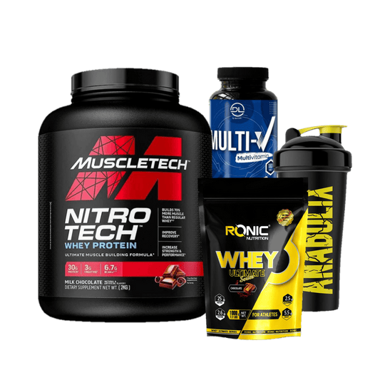 Nitrotech + Ronic Whey + Multi Vitamins + Shaker - The Supplements Factory