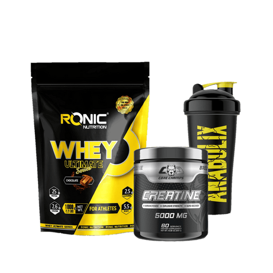 Ronic Whey 1Kg + Core Champs Creatine + Shaker - The Supplements Factory